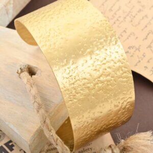 Textured Cuff Bracelet in Goldtone (7.0In)